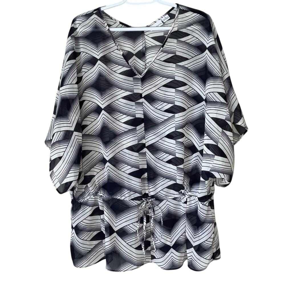 Liz Claiborne Navy / White V-Neck Blouse Size XL